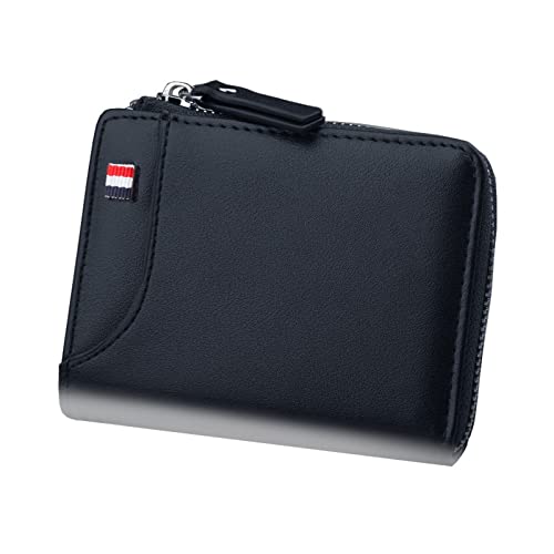 SUICRA Leder-Geldbörse Geldbörse for Männer Kurze lässige Kurze Brieftaschen Pu. Leder männlich Luxus kleine Zipper-Münzen-Tasche (Color : Black) von SUICRA