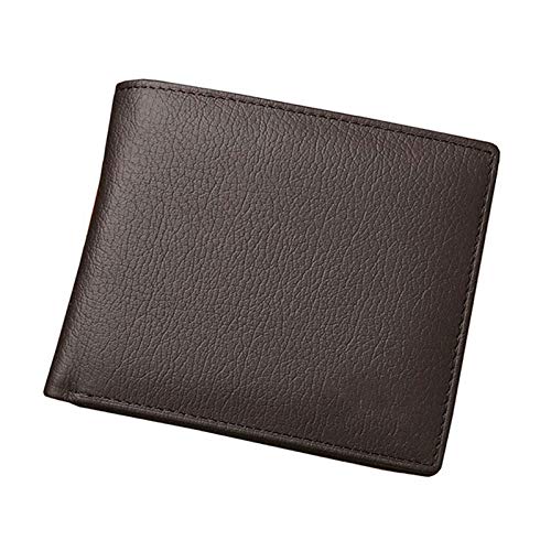 SUICRA Leder-Geldbörse Gravur Short echtes Leder-Mann-Mappen Mode Münzfach Kartenhalter Herren-Geldbeutel Einfache Qualität Male Wallets (Color : Bruin) von SUICRA