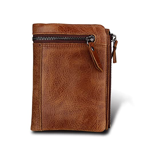 SUICRA Leder-Geldbörse Herren Crazy Horse Leder Leder Brieftasche for Mann Brieftasche kurz (Color : Coffee) von SUICRA