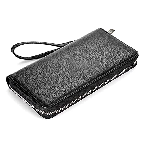 SUICRA Leder-Geldbörse Herren Lange Lederkupplung Brieftasche for Männer RFID Blockierung des Telefonhalters Pass-Checkbook-Brieftasche (Color : Black) von SUICRA