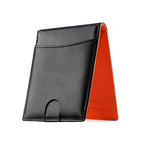 SUICRA Leder-Geldbörse Herren ultradünne Brieftasche mit Brieftasche Kreditkarten Beautyclip Herrengeschenk (Color : Orange) von SUICRA