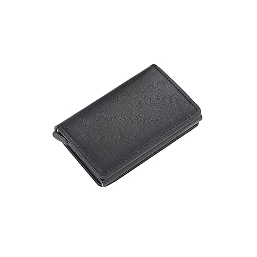 SUICRA Leder-Geldbörse Kartenhalter Männer Geldbörsen Geld Tasche Männliche Vintage Schwarz Kurze Geldbörse Kleine Leder Schlanke Brieftaschen Mini Geldbörsen dünn (Color : Black) von SUICRA