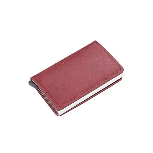 SUICRA Leder-Geldbörse Kartenhalter Männer Geldbörsen Geld Tasche Männliche Vintage Schwarz Kurze Geldbörse Kleine Leder Schlanke Brieftaschen Mini Geldbörsen dünn (Color : Red) von SUICRA