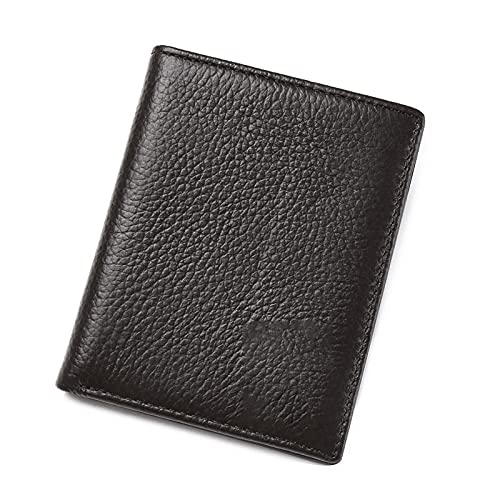 SUICRA Leder-Geldbörse Kleine Brieftasche Männer Echtes Leder Geldbörsen Rindsleder Mini Brieftaschen Schwarze und braune Qualität Garantie Kartenhalter (Color : Bruin) von SUICRA