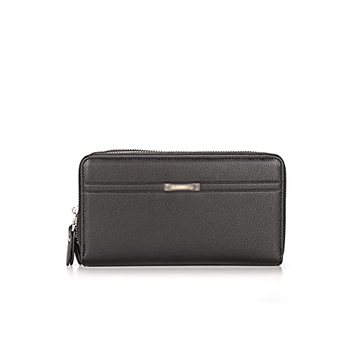 SUICRA Leder-Geldbörse Männer Clutch Wallets Männer Lange Geldbeutel-Geschäft große Kapazitäts Male Geldbeutel-Mappen für Männer (Color : Black) von SUICRA