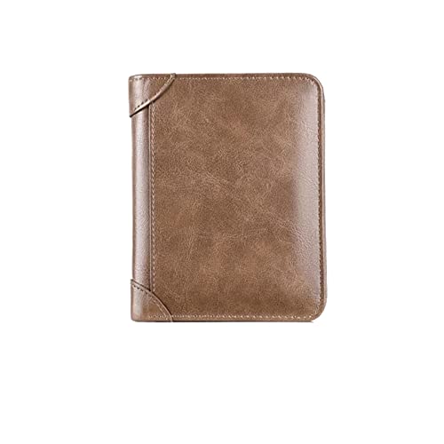 SUICRA Leder-Geldbörse Männer Geldbörse 3 Falten Kurzer Kreditkartenhalter Echtes Leder Brieftasche Männer Geldbörse (Color : Khaki) von SUICRA