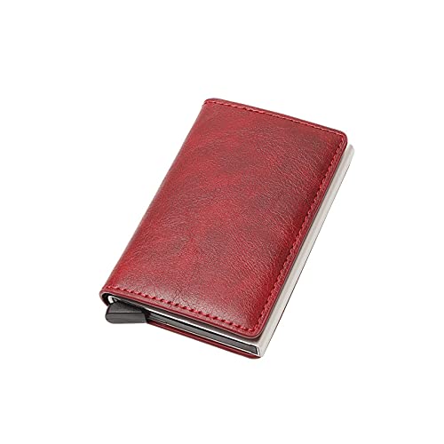 SUICRA Leder-Geldbörse Männer Geldbörse PU. Leder Kurze Brieftaschen Männliche multifunktionale männliche Geldbörse Münze Taschenkartenhalter (Color : Red) von SUICRA