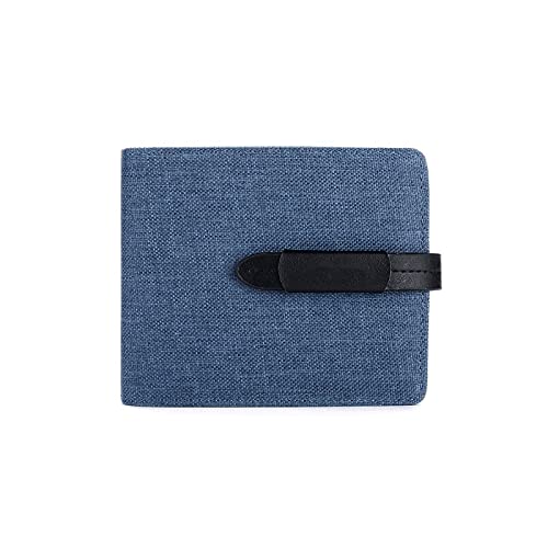 SUICRA Leder-Geldbörse Männer Geldbörsen Kleine Brieftasche Männer Münze Tasche Kordelzug Kurze Männchen Brieftasche Oxford Stoff Kartenhalter Geldbörse (Color : Blue) von SUICRA