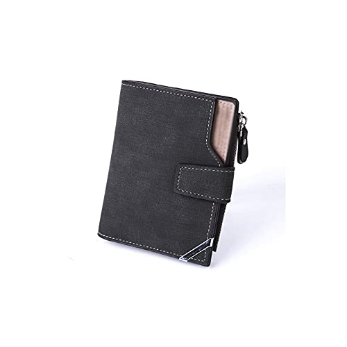 SUICRA Leder-Geldbörse Männer Geldbörsen Kurze horizontale Brieftaschen Dreifache Reißverschluss Business Herren Multifunktionsbretter Geldbörse (Color : Black) von SUICRA