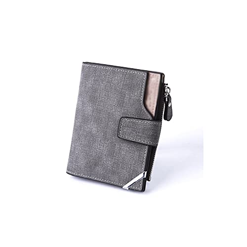 SUICRA Leder-Geldbörse Männer Geldbörsen Kurze horizontale Brieftaschen Dreifache Reißverschluss Business Herren Multifunktionsbretter Geldbörse (Color : Grijs) von SUICRA