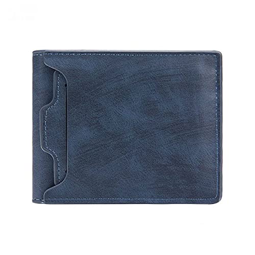 SUICRA Leder-Geldbörse Männer Kurze Brieftasche Eisen Rand Jugend Herren Horizontale Brieftasche Trendkarten Pack Geldbörse (Color : Blue) von SUICRA