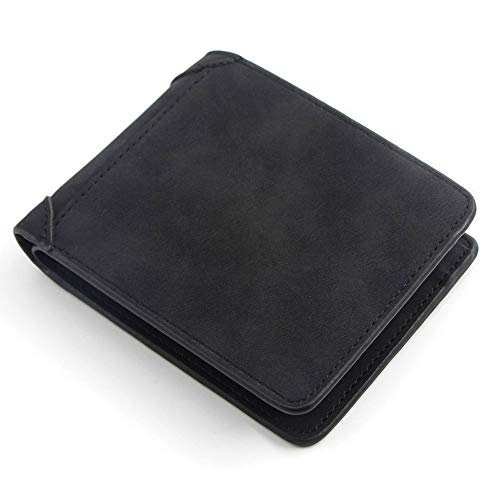 SUICRA Leder-Geldbörse Mann-Mappen-Leder Kreditkarteninhaber Geldbörse Marke Wallet Frosted Short Börsen Herren Geldbörse (Color : Black) von SUICRA