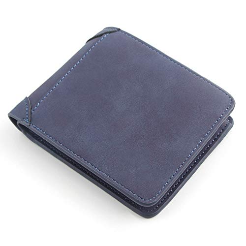 SUICRA Leder-Geldbörse Mann-Mappen-Leder Kreditkarteninhaber Geldbörse Marke Wallet Frosted Short Börsen Herren Geldbörse (Color : Blue) von SUICRA