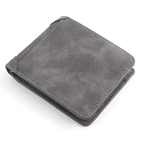 SUICRA Leder-Geldbörse Mann-Mappen-Leder Kreditkarteninhaber Geldbörse Marke Wallet Frosted Short Börsen Herren Geldbörse (Color : Dark Grey) von SUICRA