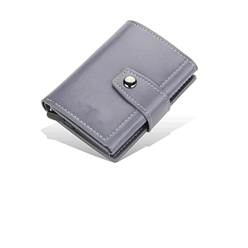 SUICRA Leder-Geldbörse Men Card Wallets Free Name Customized Hasp Small Card Wallets Leather Slim Mini Wallet Qaulity Male Purses (Color : Grijs) von SUICRA