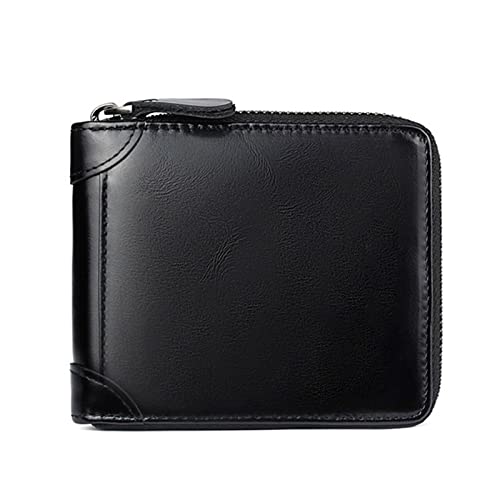 SUICRA Leder-Geldbörse Men PU Wallet Photo Holder Bank Card Holder Purse for Male Note Compartment Coin Pocket Wallets (Color : Black) von SUICRA