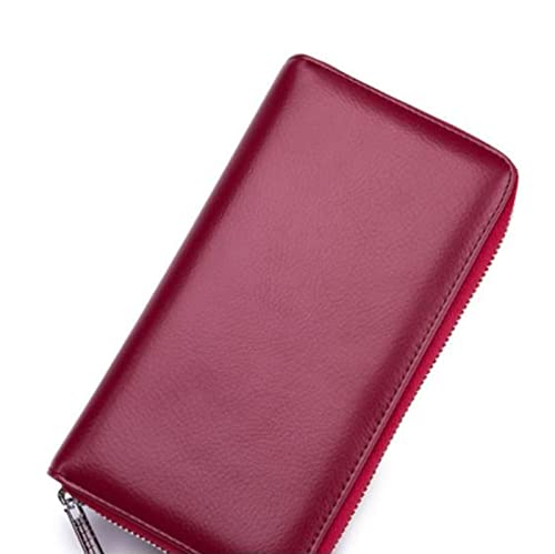 SUICRA Leder-Geldbörse Men Wallet Genuine Leather Passport Long Large Capacity or Multi Function Card Holder Unisex Wallets (Color : Red) von SUICRA