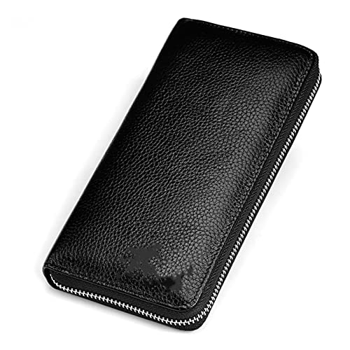 SUICRA Leder-Geldbörse Men's Wallet Leather Clutch Bag with Mobile Phone Bag Long Card Wallet Wallet Luxury Brand Men (Color : Black) von SUICRA