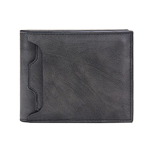 SUICRA Leder-Geldbörse Men's Wallet New Short Style Fashion Casual Large-Capacity Multi-Card Slot Draw Card Wallet Card Holder (Color : Black) von SUICRA