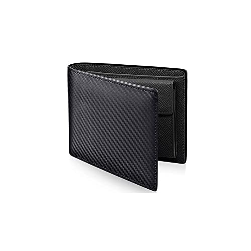 SUICRA Leder-Geldbörse Mode Carbon Faser Herren Leder Brieftasche Lässige Zweifache Leder Lange Brieftasche Frauen Multi-Card-Änderung Tasche Kurze Brieftasche (Color : Black) von SUICRA