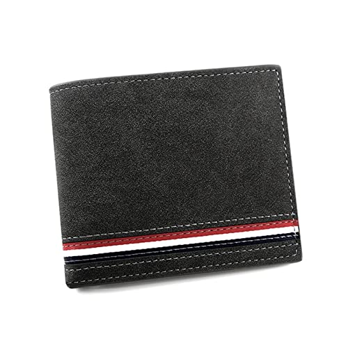 SUICRA Leder-Geldbörse Mode Leder Geldbörse Männer Luxus Slim Münze Geldbörse Business Faltbare Brieftasche Mann Kartenhalter Taschenkupplung Männliche Handtaschen Einkaufstasche (Color : Black) von SUICRA