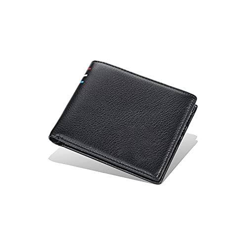 SUICRA Leder-Geldbörse Mode Männer Geldbörsen Kurzer Solider Geldbörse Mann Slim Sample Style Card Qualität Männliche Brieftasche Für Junge (Color : Black) von SUICRA