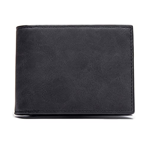 SUICRA Leder-Geldbörse Mode Mini Slim Wallet Herren Geld Geldbörse Münzbeutel Reißverschluss Kurze Männer Brieftasche Kartenhalter Kompakte Geld Geldbörsen (Color : Black) von SUICRA