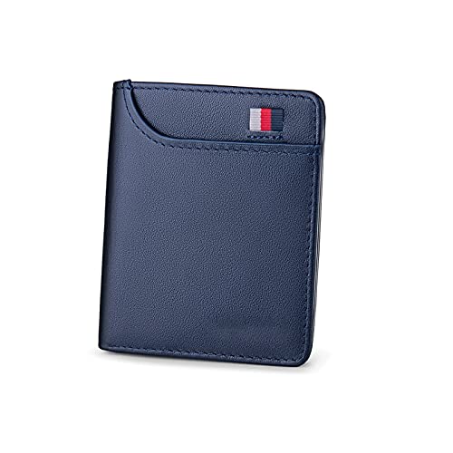 SUICRA Leder-Geldbörse Mode Ultra dünne dünne Kurze Brieftasche Männer Frauen kleine solide Brieftasche einfache Mini-Kartenhalter männlicher Geldbörse Freizeittasche (Color : Blue) von SUICRA