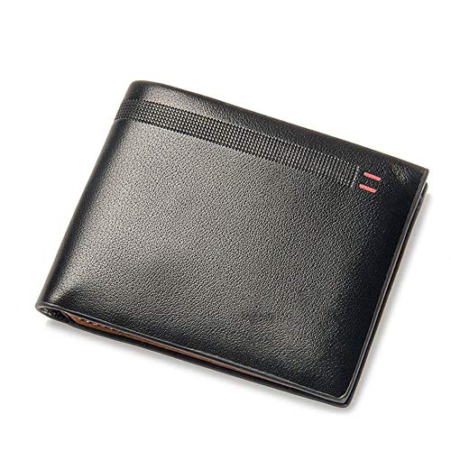 SUICRA Leder-Geldbörse Qualität Leder-Mann-Wallets Business Short 3 Falten-Geldbeutel-Kreditkarte-Halter-Mappe Männer Clip Geldsack Männlich Clutch (Color : Black) von SUICRA