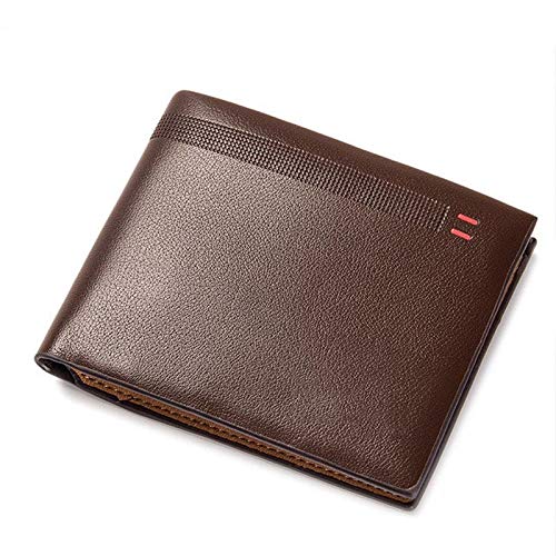 SUICRA Leder-Geldbörse Qualität Leder-Mann-Wallets Business Short 3 Falten-Geldbeutel-Kreditkarte-Halter-Mappe Männer Clip Geldsack Männlich Clutch (Color : Light Coffee) von SUICRA