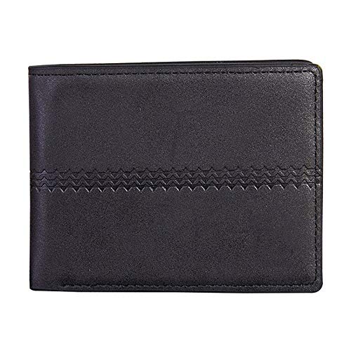 SUICRA Leder-Geldbörse Short Bifold Wallet Herren Leder Vintage-Feste beiläufige Mappen Mann Multi-Karten-Mappen Schlanke Kartenhalter (Color : Black) von SUICRA