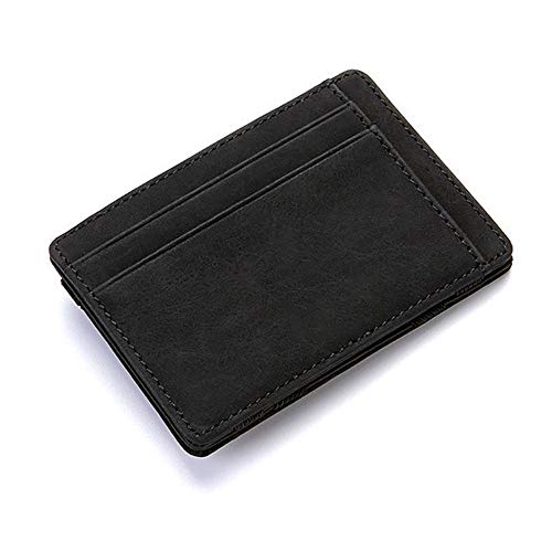 SUICRA Leder-Geldbörse Ultra Thin New Herren Leder Reißverschluss Geldbörse Credit Bank-Karten-Kasten-Halter (Color : Black) von SUICRA