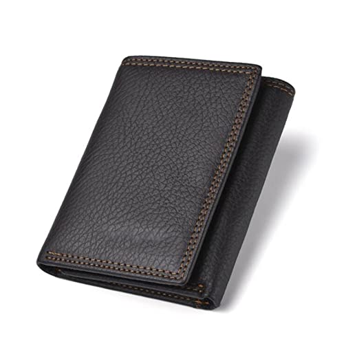 SUICRA Leder-Geldbörse Vintage Männer Geldbörse Pu. Leder Kurze Brieftaschen Männliche multifunktionale männliche Geldbörse Münze Tasche Fotokartenhalter (Color : Dark Coffe) von SUICRA