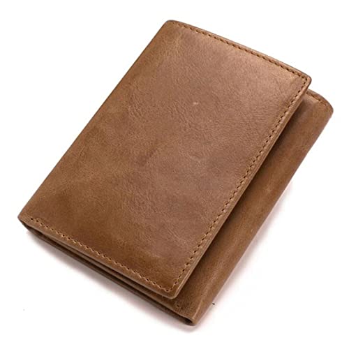 SUICRA Leder-Geldbörse Vintage Männer Geldbörse Pu. Leder Kurze Brieftaschen Männliche multifunktionale männliche Geldbörse Münze Tasche Fotokartenhalter (Color : Light Coffe) von SUICRA