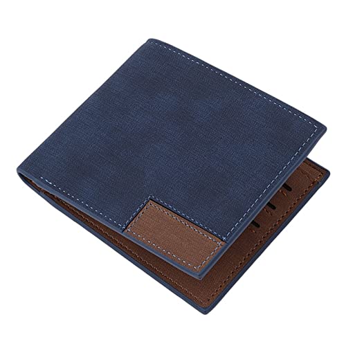 SUICRA Leder-Geldbörse Vintage Mann Brieftasche Männliche dünne Top Qualität Leder Brieftaschen Thin Geld Dollar Karteninhaber Geldbörsen for Männer (Color : Blue) von SUICRA