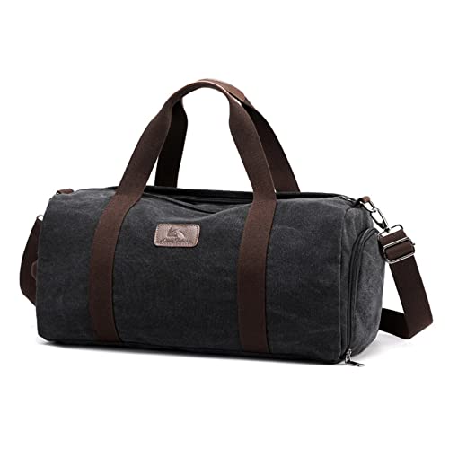 SUICRA Reisetasche Canvas Men Shoulder Travel Bags Large Capacity Big Travel Handbag Duffle Bags (Color : Black) von SUICRA