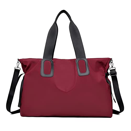 SUICRA Reisetasche Classic Solid Color Travel Bag Large Capacity Tote Bags for Women Shoulder Bag Multi-Function Casual Crossbody Bags (Color : Wine Red) von SUICRA