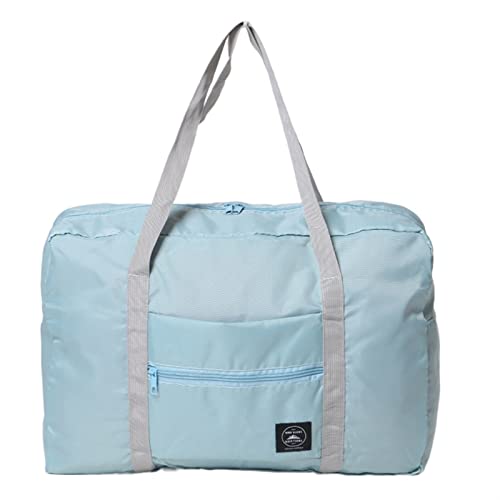 SUICRA Reisetasche Folding Travel Bag Nylon Women Travel Bags Large Capacity Hand Luggage Duffel Set Overnight for Lady Men (Color : Light Blue) von SUICRA