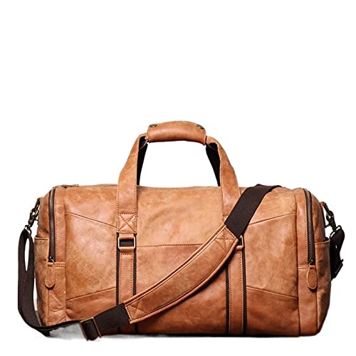 SUICRA Reisetasche Large Big Vintage Brown Coffee Genuine Leather Business Men Travel Bags Shoulder Messenger Duffle Bag von SUICRA