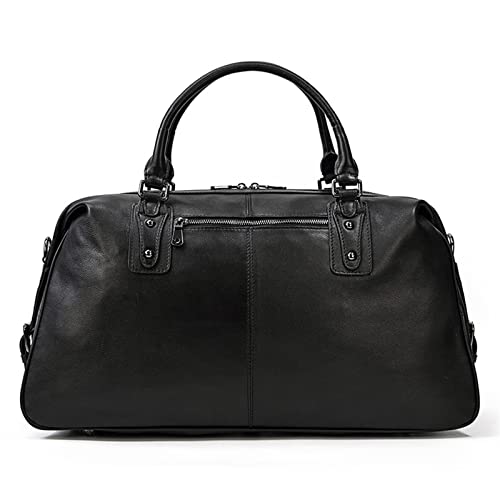 SUICRA Reisetasche Leather Travel Bag for Man Black Cow Leather Women Duffle Bag Big Travel Duffle Bag Carry Hand Luggage Bags von SUICRA