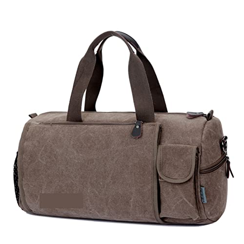 SUICRA Reisetasche Men Travel Bags Large Capacity Women Luggage Travel Duffle Bag Canvas Travel Bags Totes Handbags Shoulder Bag (Color : Coffee) von SUICRA