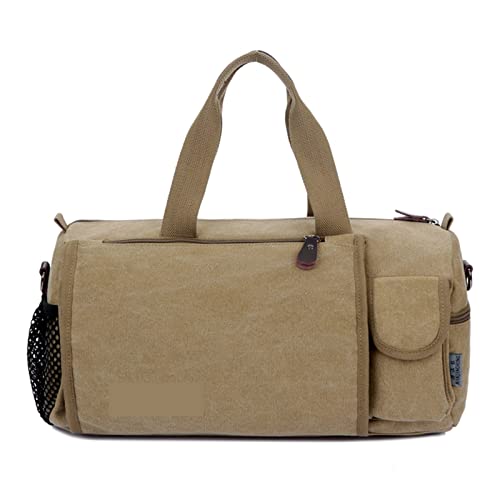 SUICRA Reisetasche Men Travel Bags Large Capacity Women Luggage Travel Duffle Bag Canvas Travel Bags Totes Handbags Shoulder Bag (Color : Khaki) von SUICRA