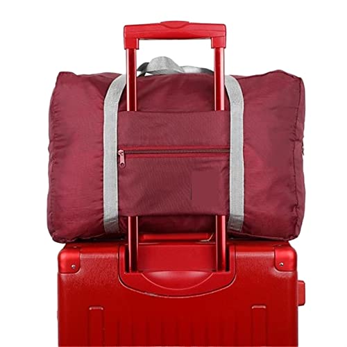 SUICRA Reisetasche Nylon Foldable Travel Bags Unisex Large Capacity Bag Luggage Women Waterproof Handbags Men Travel Bags Clothing Organizer (Color : Wine red) von SUICRA