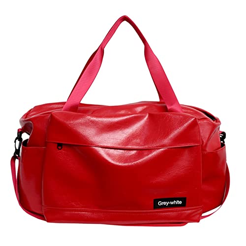 SUICRA Reisetasche Travel Bags for Women Leather Handbag Men Weekend Water Proof Travel Bag Large Luggage Bag (Color : Red travel Bag) von SUICRA