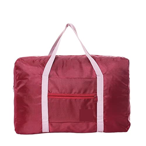 SUICRA Reisetasche Waterproof Nylon Foldable Travel Bag Large Capacity Shoulder Bags Luggage Women Portable Handbags Men Travel Bags Organizer (Color : Wine Red) von SUICRA