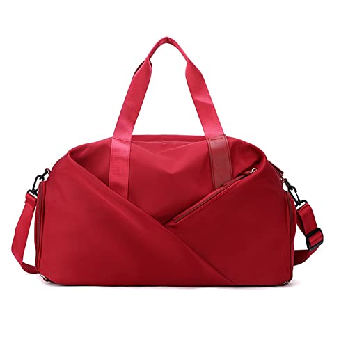 SUICRA Reisetasche Woman Travel Bag Big Capacity Hand Luggage Bag Classic Pure Color Tote Bag Shoulder Cross Body Bag Sport Yoga Weekend Bag (Color : Red) von SUICRA