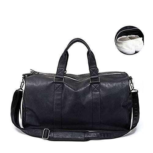 SUICRA Schultertaschen für Herren Herren Leder Reisetasche Große Gepäck Tasche Unabhängige Schuhlager Große Gymnastasche Handtasche Handtasche Gepäck Umhängetasche Schwarz (Size : Small) von SUICRA