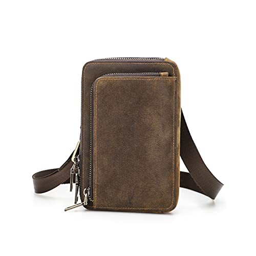 SUICRA Schultertaschen für Herren Männer Umhängetaschen Leder Crossbody Tasche Casual Taille Pack Fanny Gürteltasche für männliche Kleine Handytasche von SUICRA