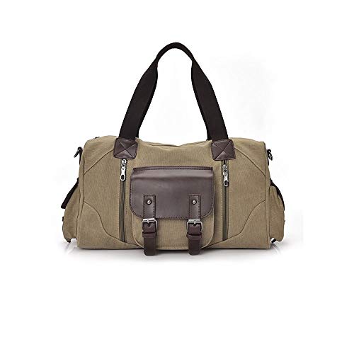 SUICRA Schultertaschen für Herren Retro Männer Leinwand Reise Duffelbeutel Große braune Gepäck Handtasche Männer Schulter Messenger Bag Damen Schwarze Handtasche (Color : Beige) von SUICRA