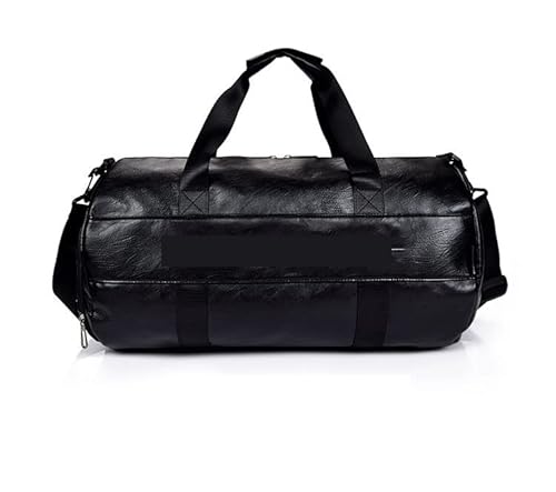 SUICRA Sporttaschen Men Sports Fitness Training Bag PU Waterproof Handbag Bag Large Travel Duffel Bag Gym Accessories Men (Color : Black) von SUICRA